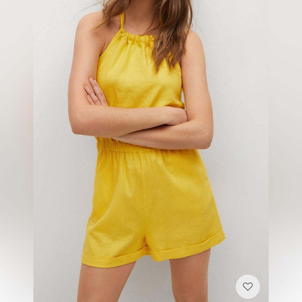 Mango bow Linen jumpsuit size L brand new